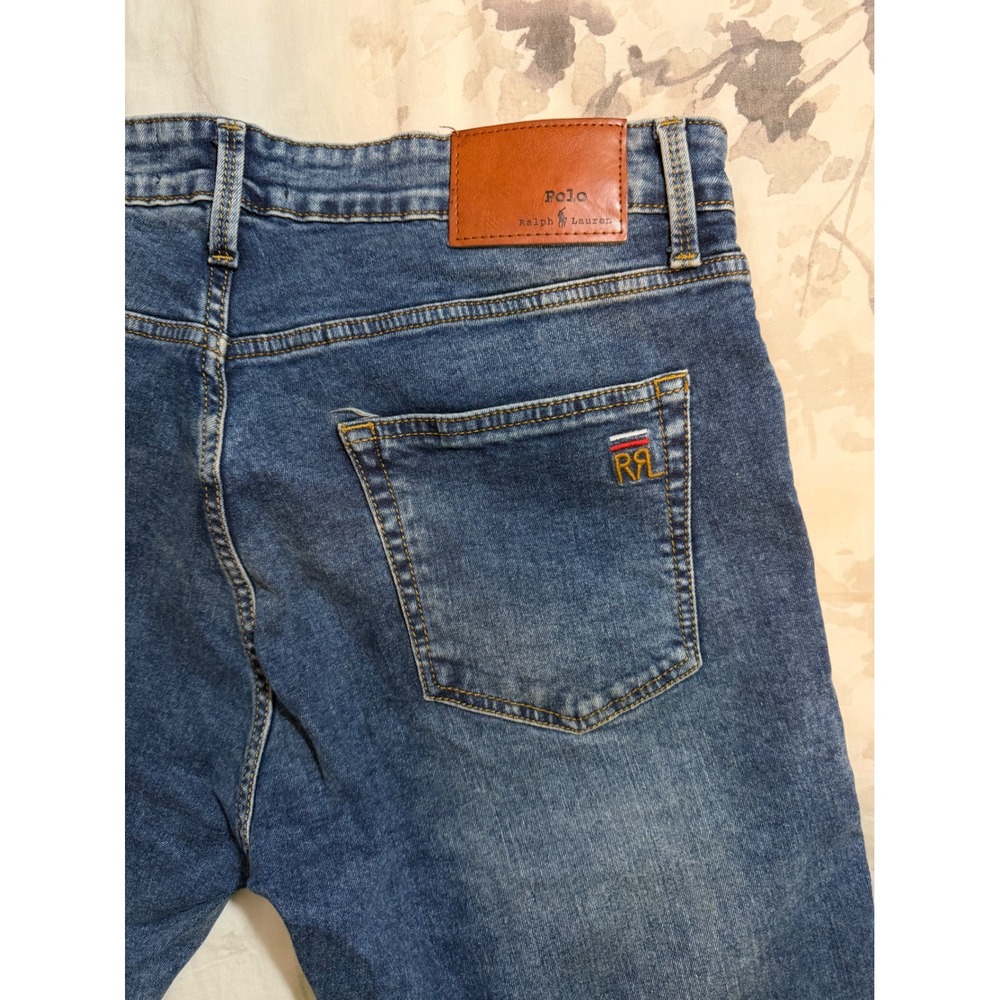 Double RL RRL Polo Ralph Lauren Limited Production Distressed Slim Jeans Blue 36